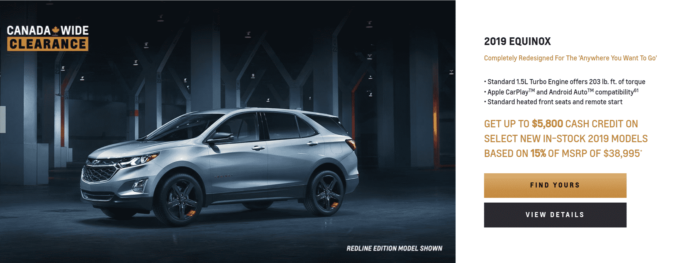 Chevrolet Equinox cardeals from dealership in Ontario