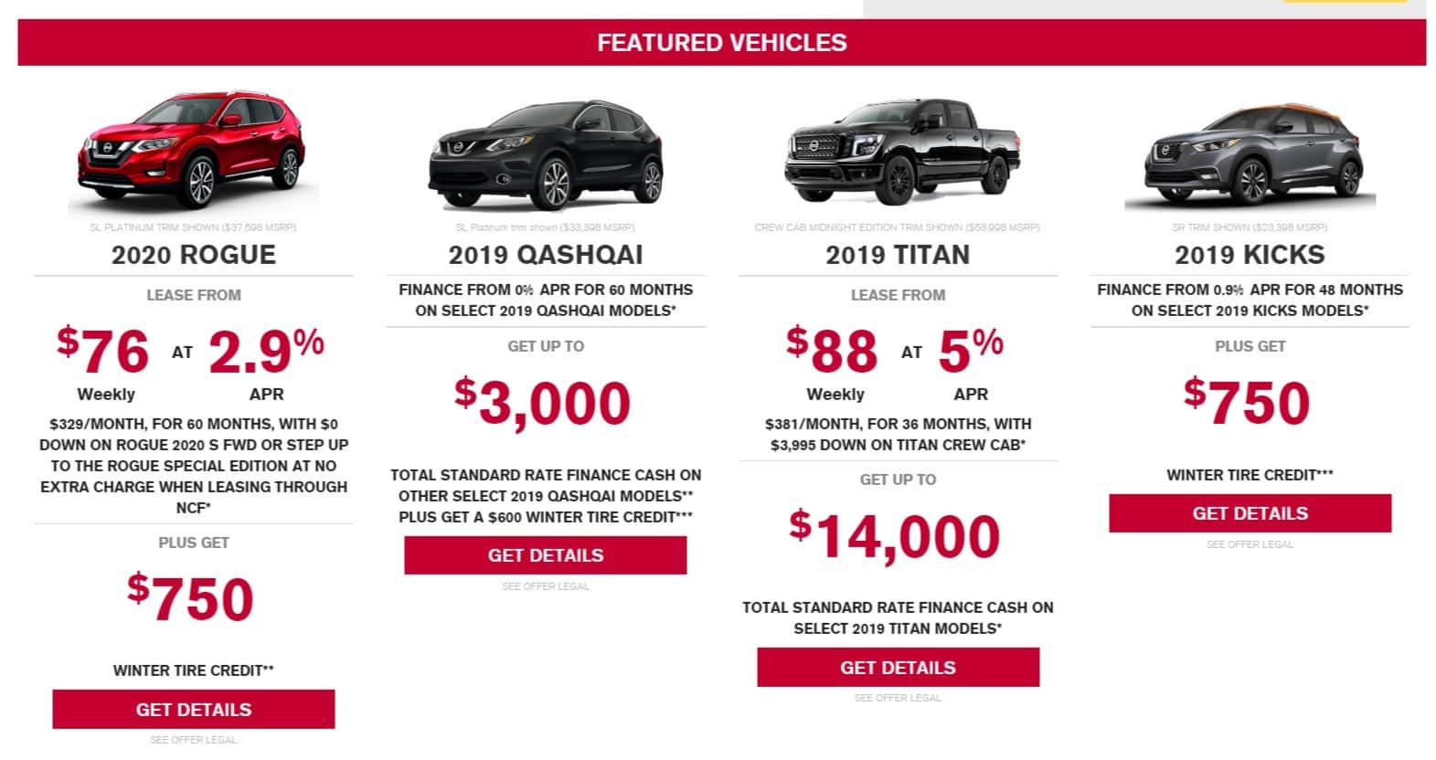 2019 Nissan car deals in Canada