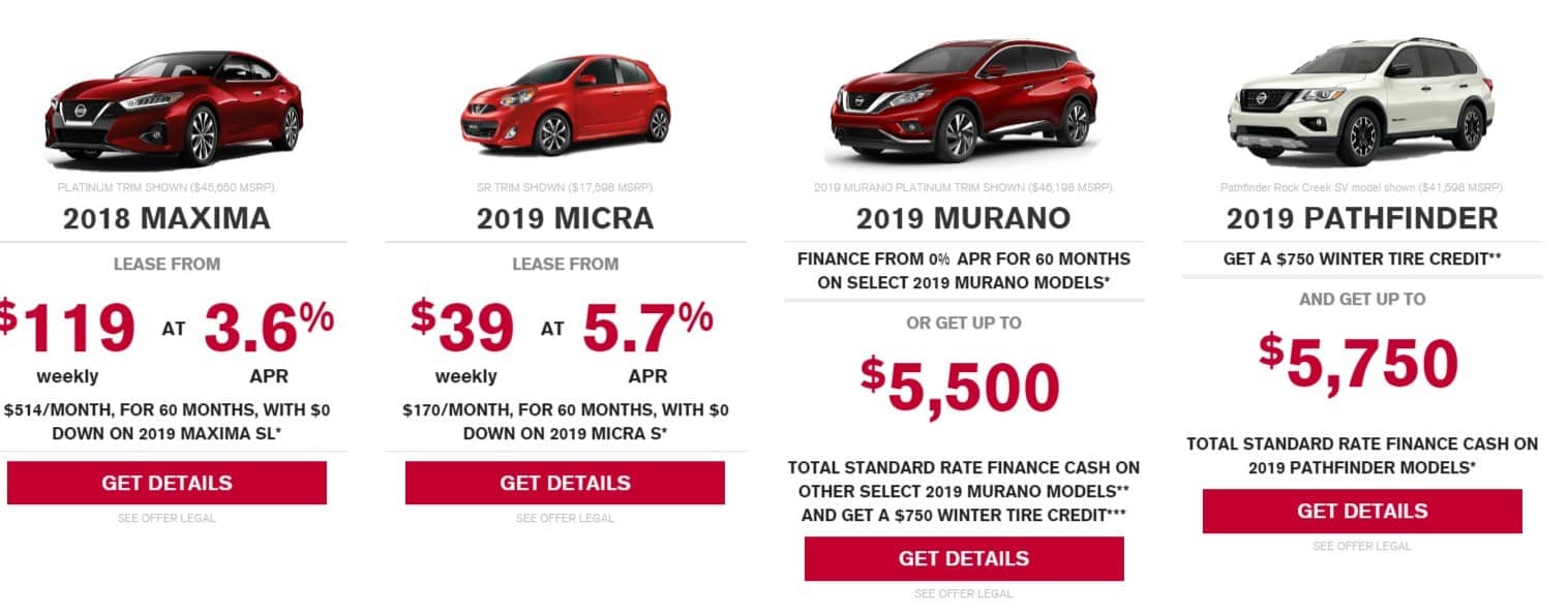 2019 Nissan Car deals in Canada