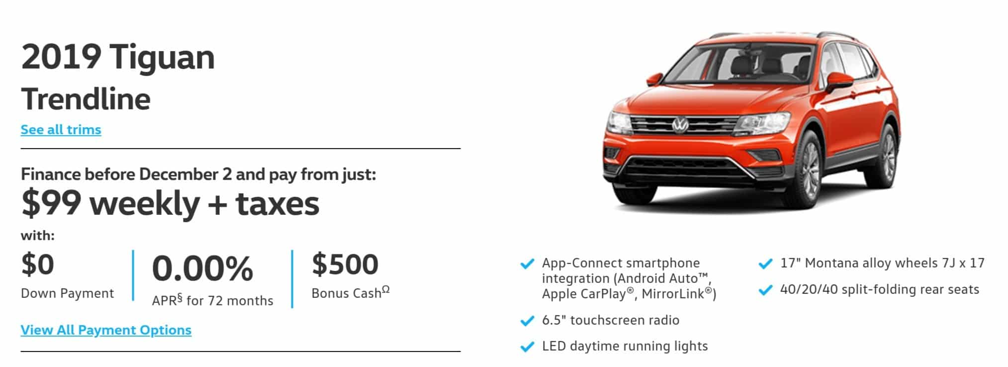 2019 Volkswagen Tiguan is one of the best new car deals in Canada