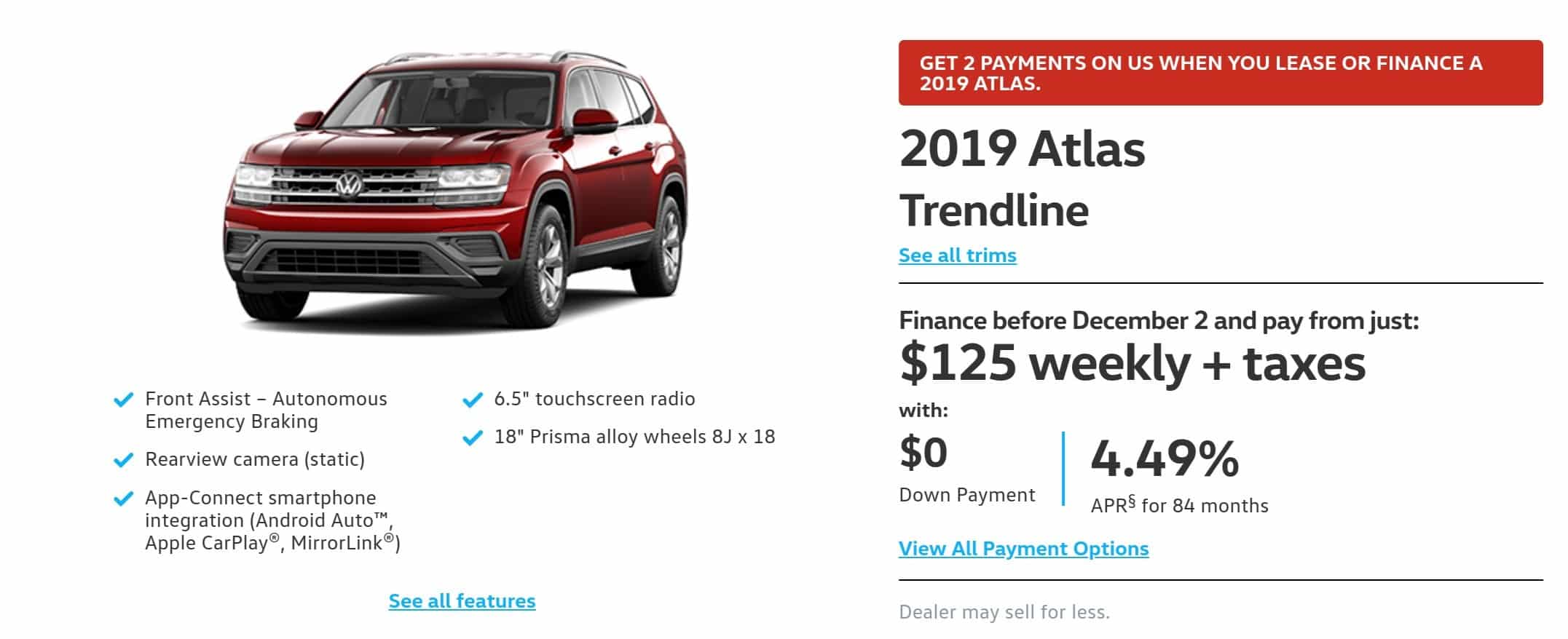 2019 Volkswagen Atlas is one of the best new car deals in Canada