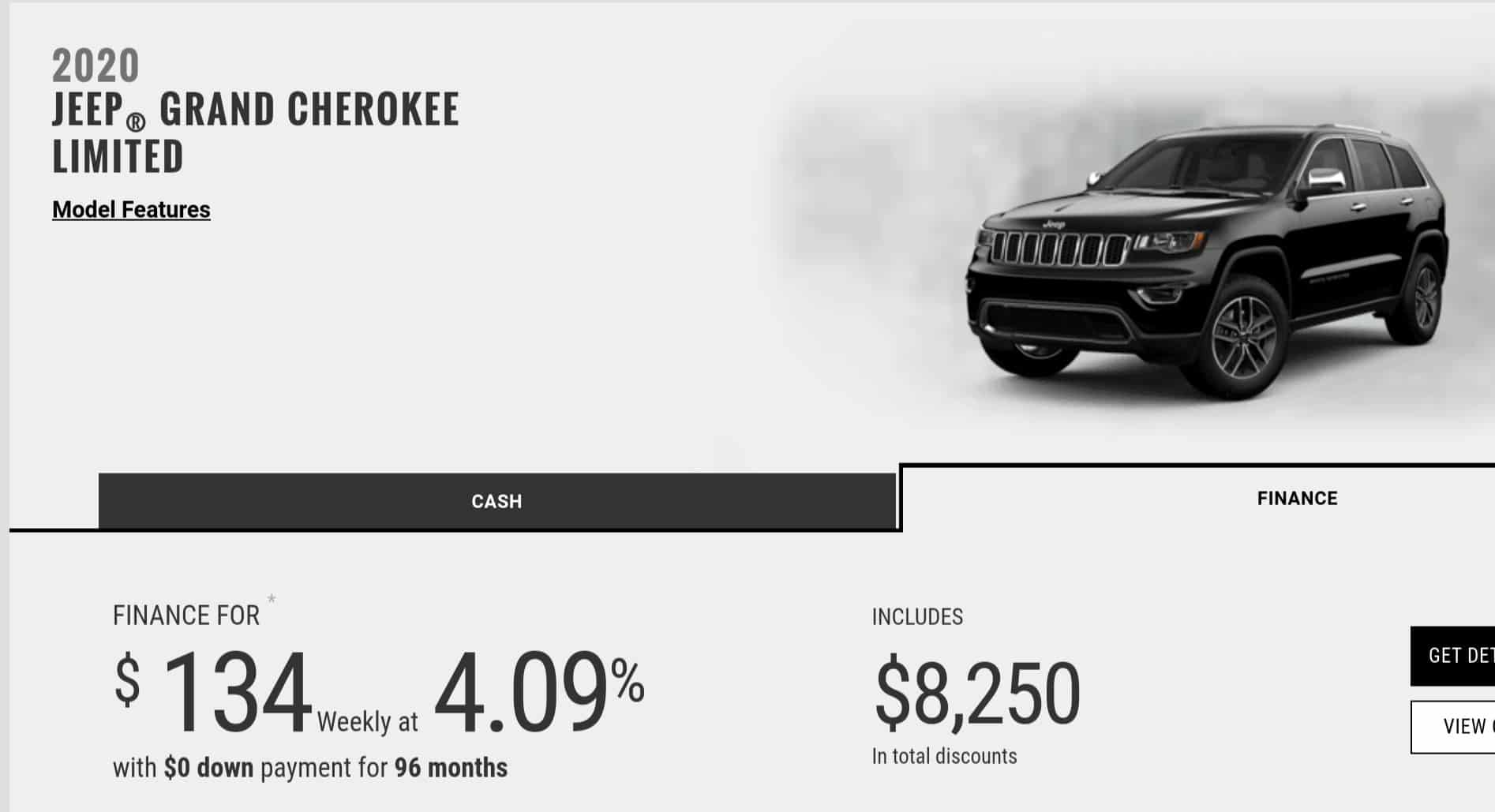 2020 Jeep Grand Cherokee is one of the best 7 seater suv lease and finance deals