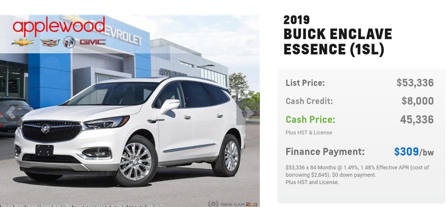 2020 Buick Enclave is one of the best 7 seater suv lease and finance deals