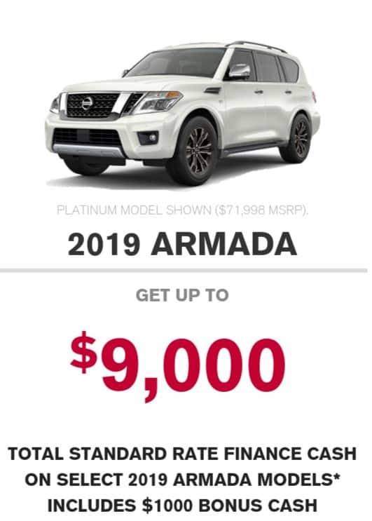 2019 Nissan Armada is one of the best 7 seater suv lease and finance deals