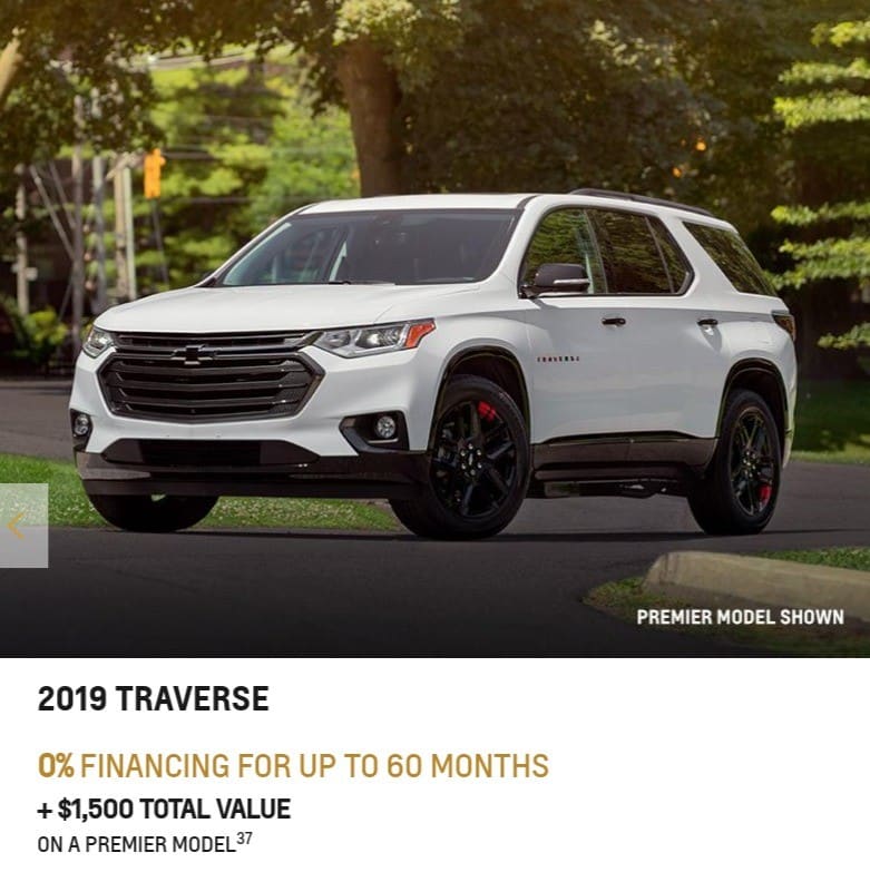 2020 Chevrolet Traverse is one of the best 7 seater suv lease and finance deals
