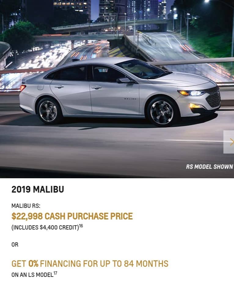 2019 Chevrolet Malibu is a great lease or finance deal in Canada