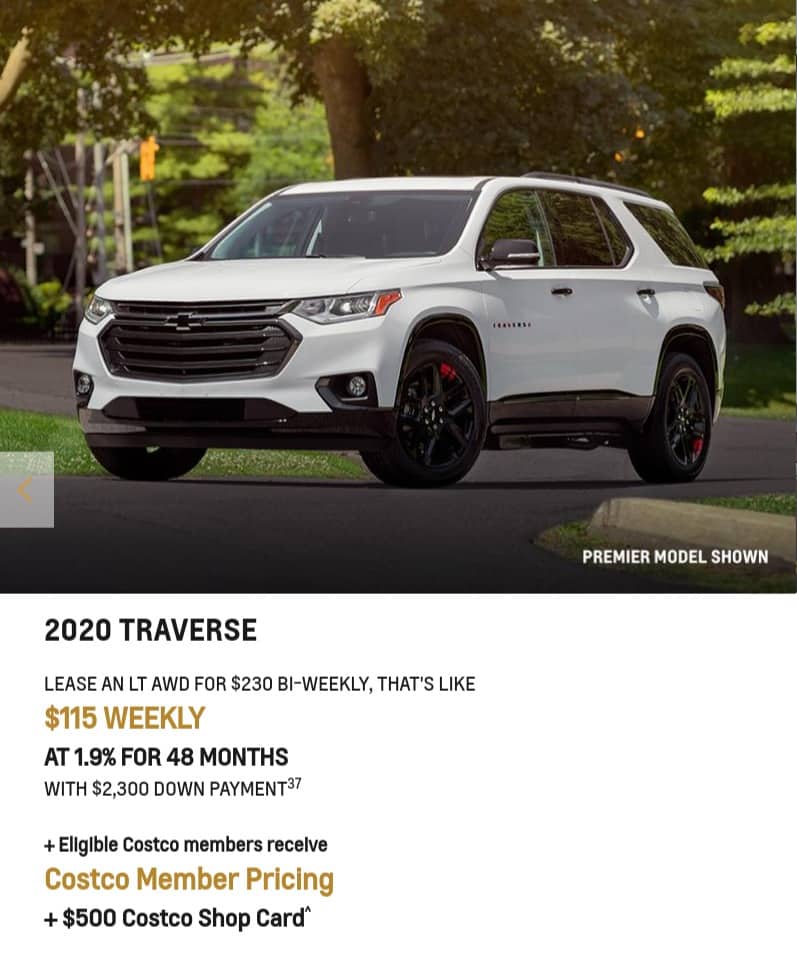 Chevrolet Traverse 2020 January Offer