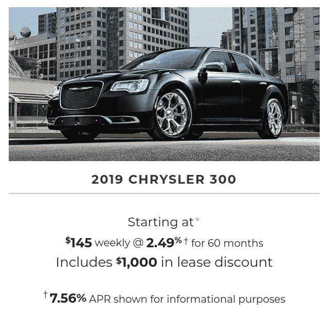 2019 Chrysler 300 is a great lease or finance deal in Canada
