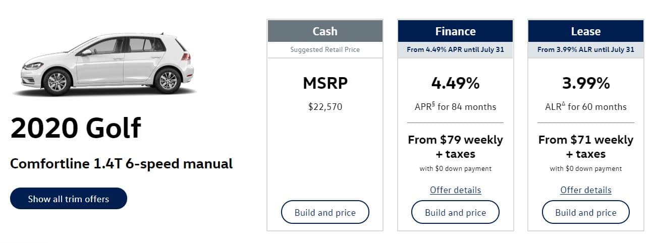 2020 Volkswagen Lease Deals & Finance Offers