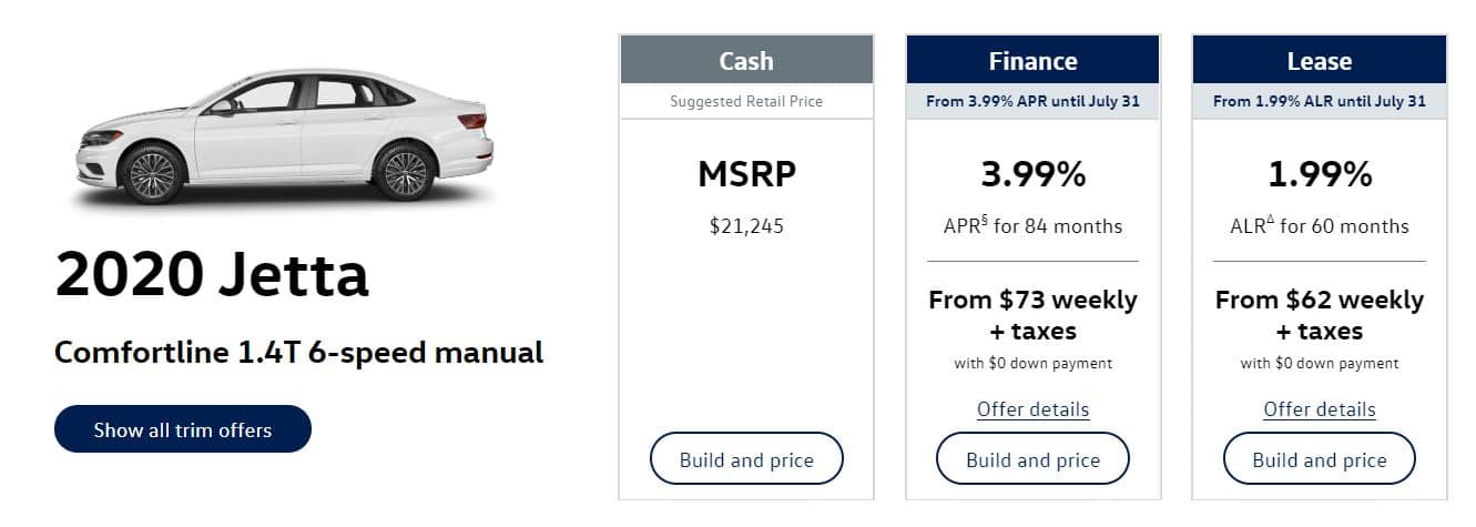 2020 Volkswagen Lease Deals & Finance Offers