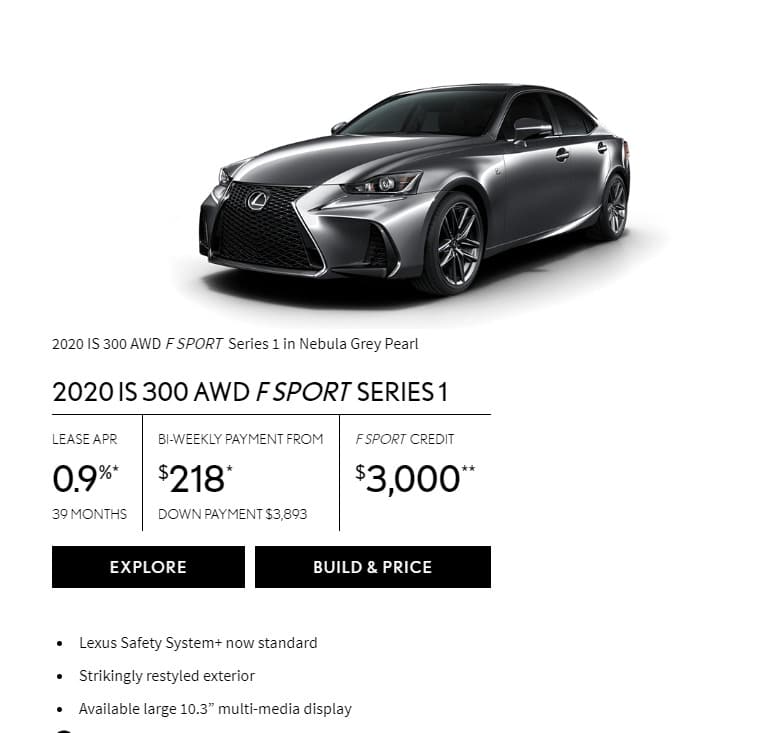 2020 Lexus Lease Deals & Finance Offers