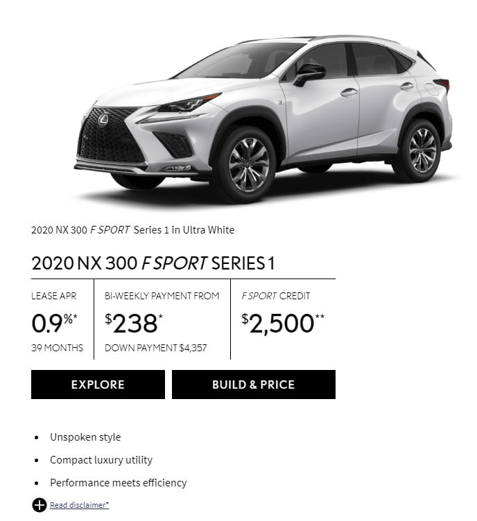 2020 Lexus Lease Deals & Finance Offers