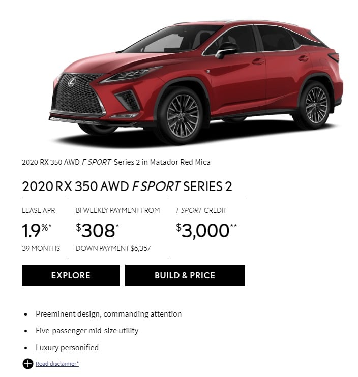 2020 Lexus Lease Deals & Finance Offers