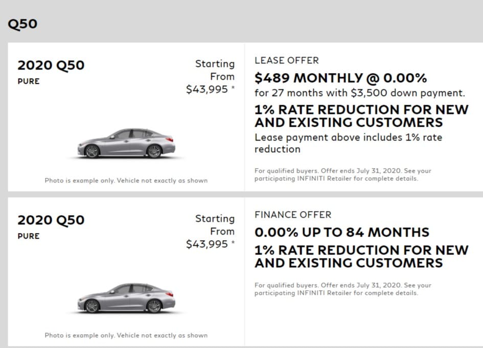 2020 Infiniti Lease Deals & Finance Offers