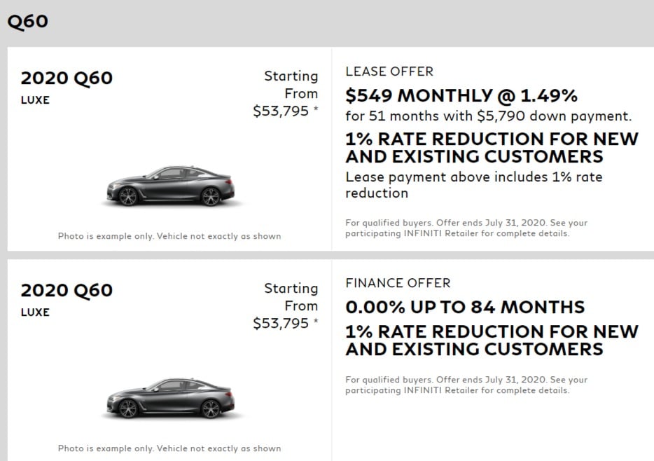 2020 Infiniti Lease Deals & Finance Offers