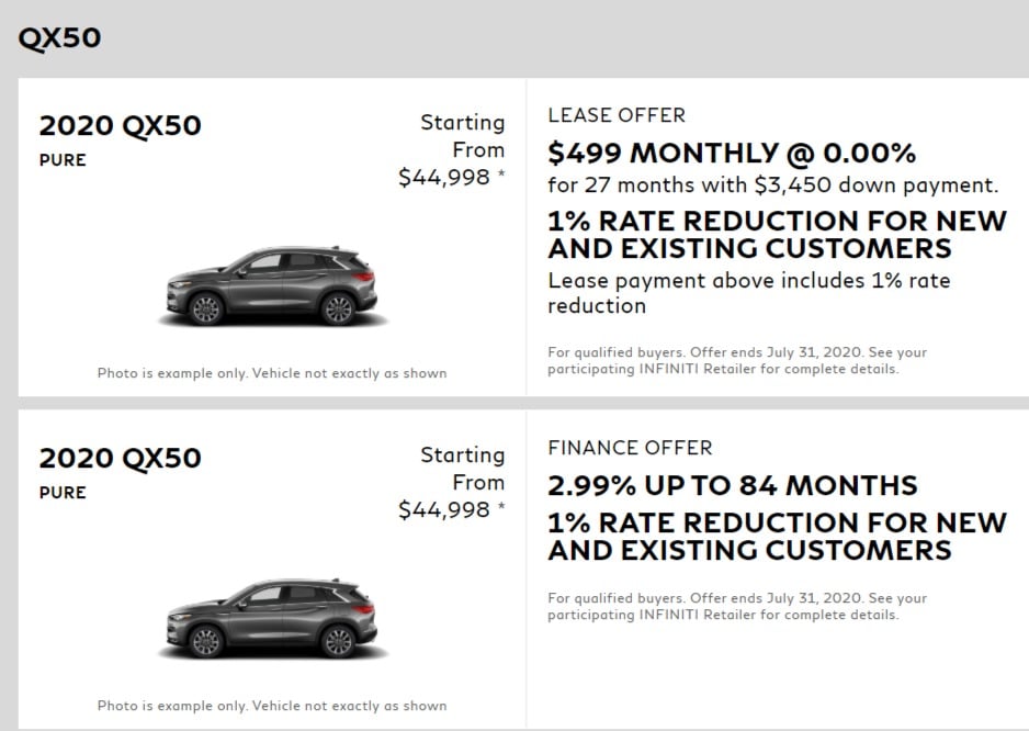 2020 Infiniti Lease Deals & Finance Offers