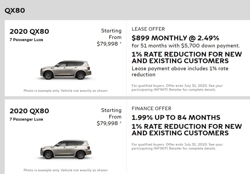 2020 Infiniti Lease Deals & Finance Offers