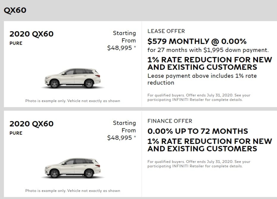 2020 Infiniti Lease Deals & Finance Offers