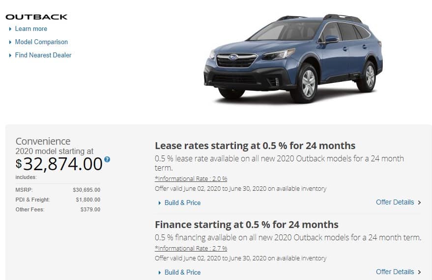 2020 Subaru Lease Deals & Finance Offers