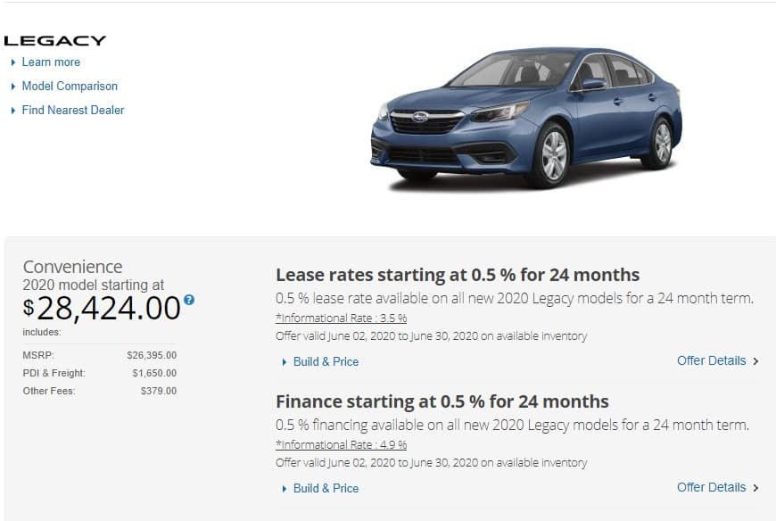 2020 Subaru Lease Deals & Finance Offers