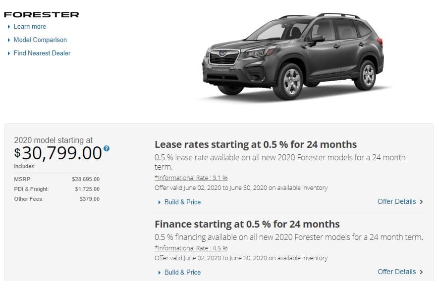 2020 Subaru Lease Deals & Finance Offers