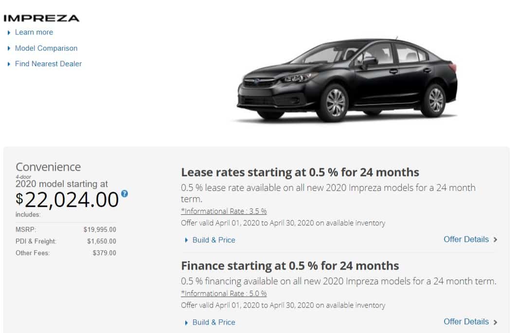 2020 Subaru Lease Deals & Finance Offers